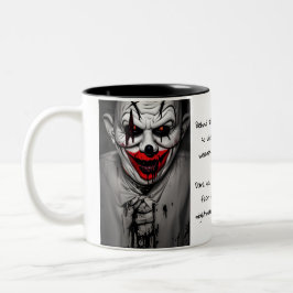 Scary Evil Smiling Clown & Quote Två-Tonad Mugg
