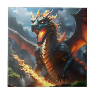 Scary Fire Breathing Dragon Kakelplatta