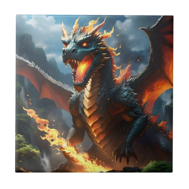 Scary Fire Breathing Dragon Kakelplatta (Framsidan)