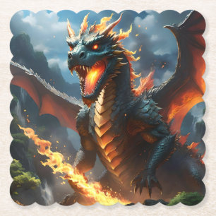 Scary Fire Breathing Dragon Underlägg Papper