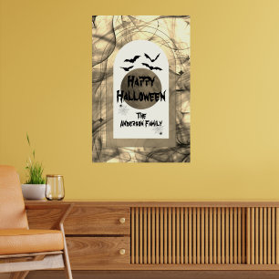 Scary Fladdermus Spindelnät Full Moon Happy hallow Poster