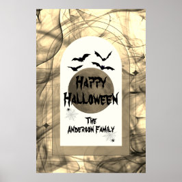 Scary Fladdermus Spindelnät Full Moon Happy hallow Poster