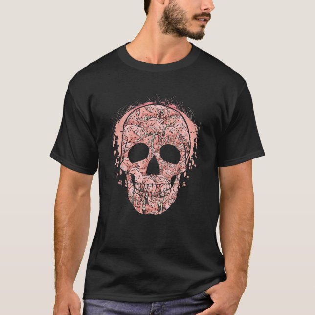 Scary Flamingoween Rosa Bird T Shirt (Framsida)