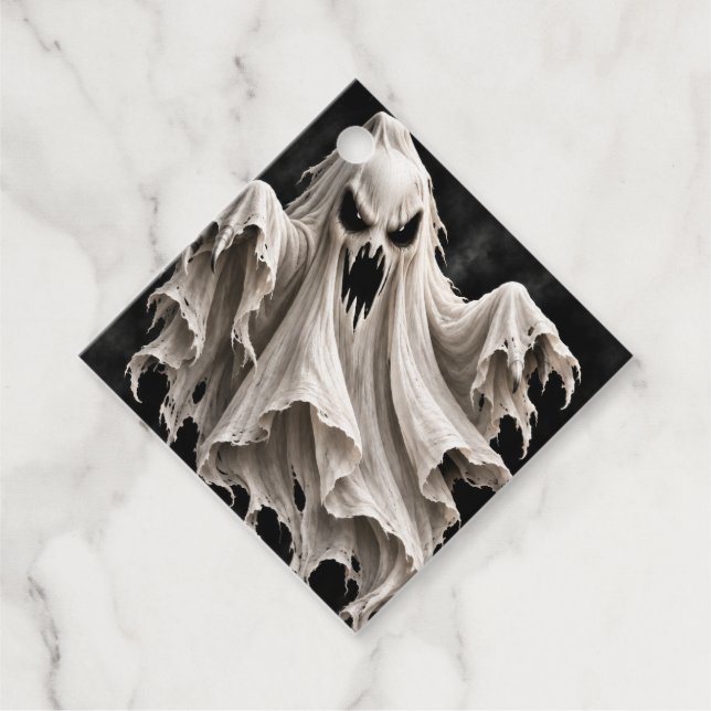 Scary Floating Phantom Ghost Diamond Shape Gift  Gåvor Etiketter (Framsida)
