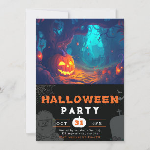 Scary Forest and Jack-O'Lanternternes Black Hallow Inbjudningar