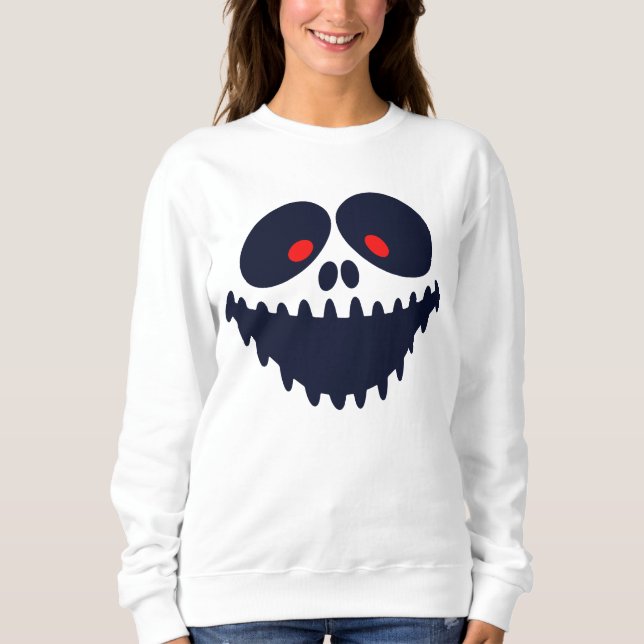 Scary Funny Ansikte Halloween Ghost Sweatshirt T Shirt (Framsida)
