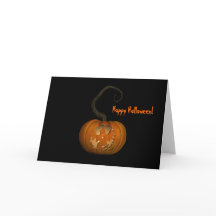 Scary Ghost Carved Pumpkin Halloween-kort