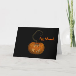 Scary Ghost Carved Pumpkin Halloween-kort Kort