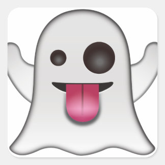 Scary Ghost Emoji Coola Roligt Fyrkantigt Klistermärke