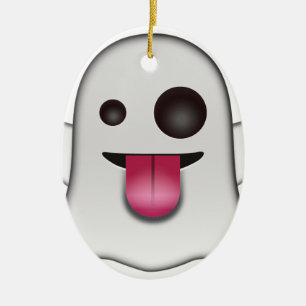 Scary Ghost Emoji Coola Roligt Julgransprydnad Keramik