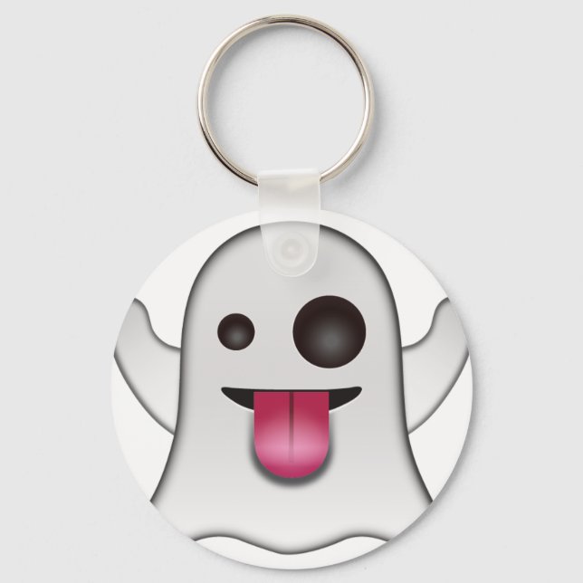 Scary Ghost Emoji Coola Roligt Nyckelring (Framsida)