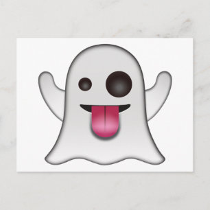 Scary Ghost Emoji Coola Roligt Vykort