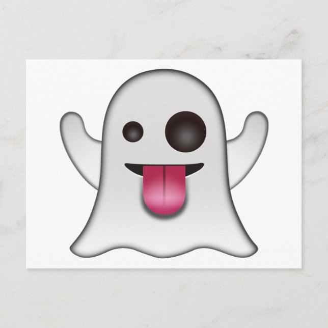 Scary Ghost Emoji Coola Roligt Vykort (Framsida)