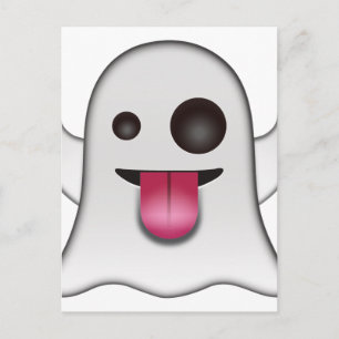 Scary Ghost Emoji Coola Roligt Vykort