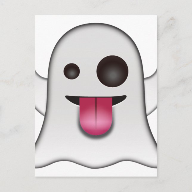 Scary Ghost Emoji Coola Roligt Vykort (Framsida)