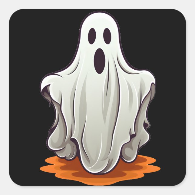 Scary Ghost Fyrkantigt Klistermärke (Framsida)