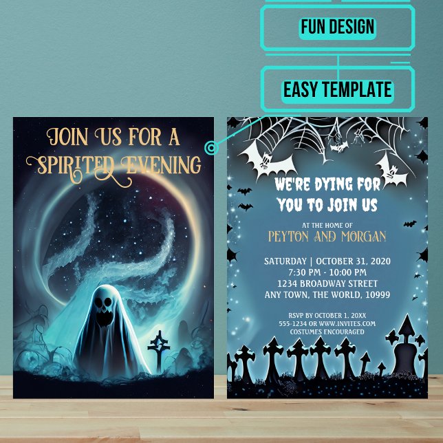 Scary Ghost Halloween fest Inbjudningar (Use these awesome invitations to get your guest in the mood right away. )