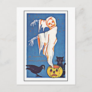 Scary Ghost Vintage Halloween Vykort