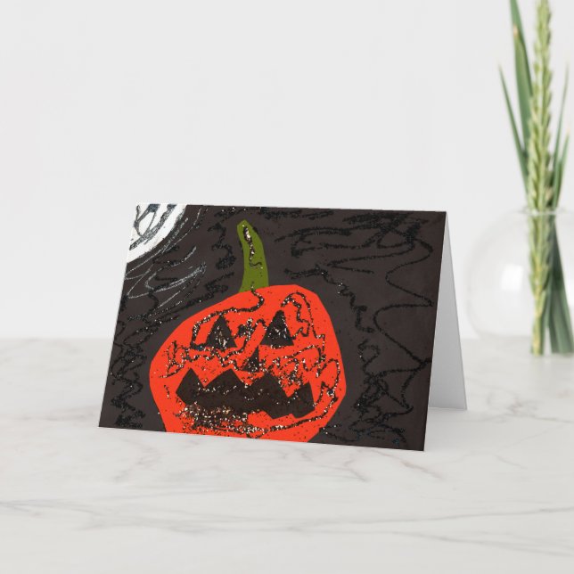 Scary Glitter Jack o'Lantern Kort (Framsida)