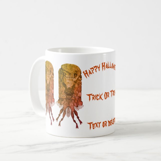 Scary Goblin Gravsten Halloween Personlig Kaffemugg (Framsida vänster)