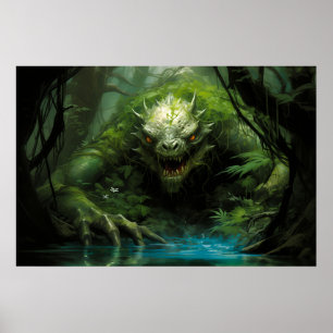 Scary Gömt Monster i Tropical Forest Poster