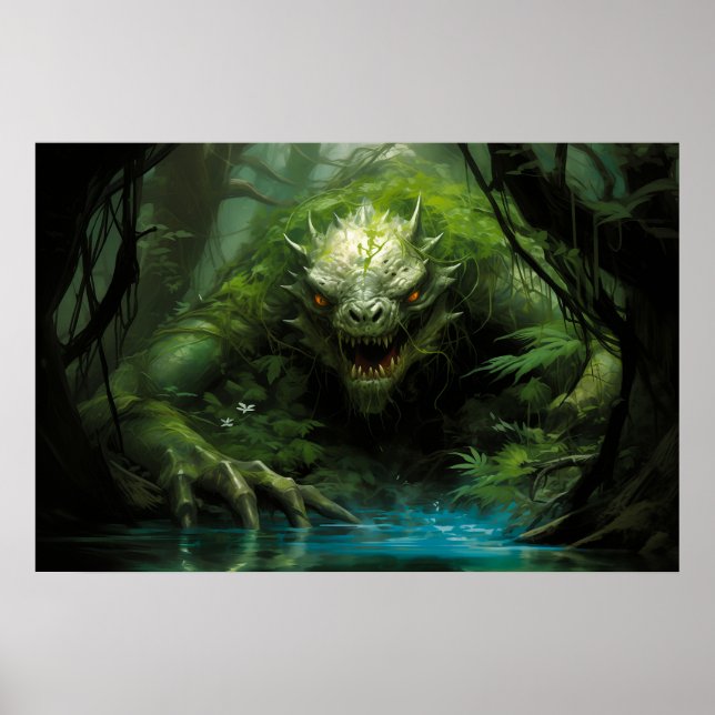 Scary Gömt Monster i Tropical Forest Poster (Framsidan)