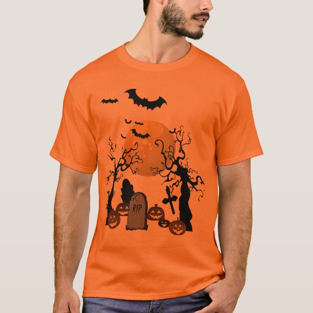 Scary Graveyard Halloween Tee (Framsida)