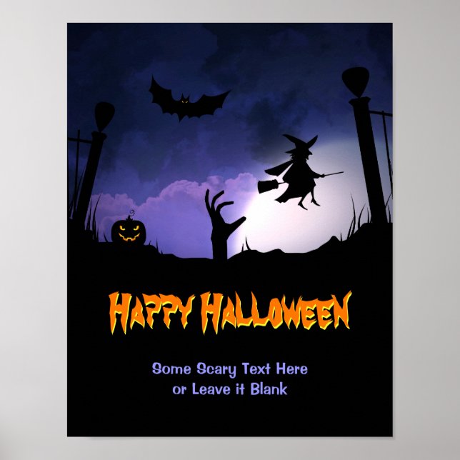 Scary Graveyard - Pumpkin Witch Happy halloween Poster (Framsidan)