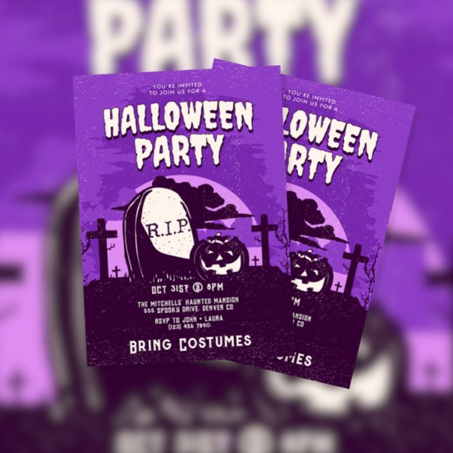 Scary Gravsten Pumpkin Halloween fest Inbjudningar (Skapare uppladdad)