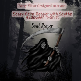Scary Grim Reaper with Scythe Halloween T Shirt