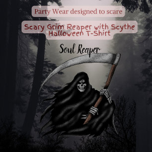 Scary Grim Reaper with Scythe Halloween T Shirt