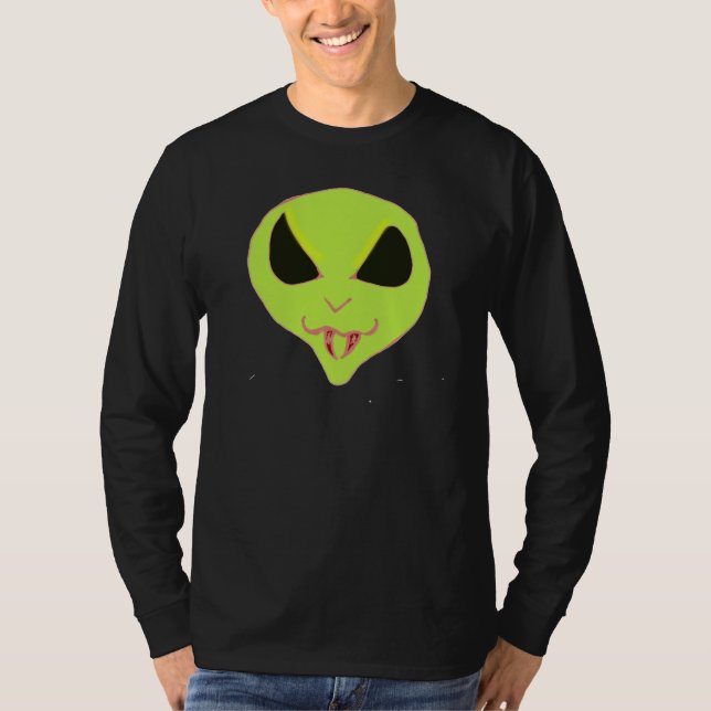 Scary grönt Alien ansikte fangs Shirts Tröja (Framsida)