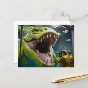 Scary Grönt Prehistorisk underhavsmonster Vykort