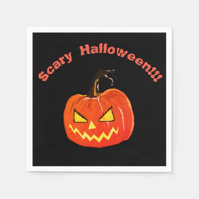 Scary Halloeen Cocktail Napkin Pumpkin Pappersservett (Framsidan)