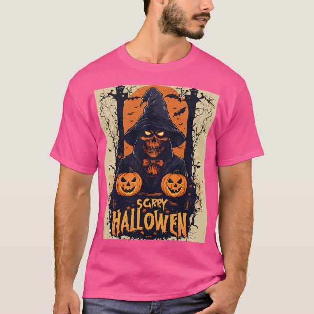 Scary halloween Basic Mörk T-Shirt (Framsida)