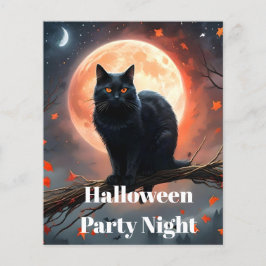 Scary Halloween Black Cat Moonlight. Flygblad