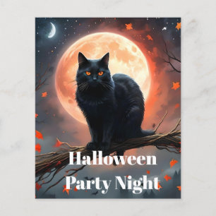 Scary Halloween Black Cat Moonlight. Flygblad