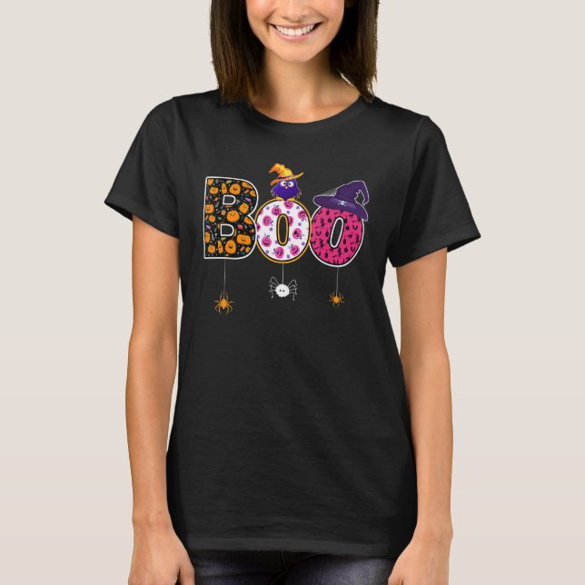 Scary Halloween Boo Uggla Witch Hat Spider Hallowe T Shirt (Framsida)