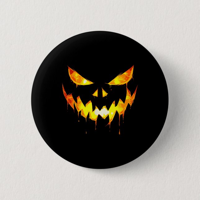 Scary Halloween Boys Ansikte Pumpkin Jack o lanter Knapp (Framsida)