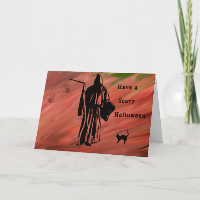 Scary Halloween Card med Grim Reaper Kort (Framsida)
