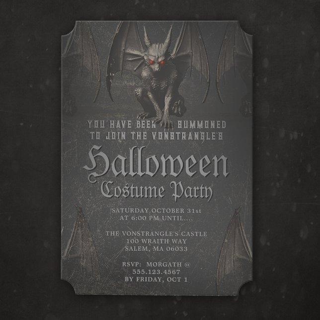 Scary Halloween Demonic Gargoyle Party-inbjudan Inbjudningar (Skapare uppladdad)