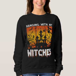 Scary Halloween-design med häxbroom fladdermus T Shirt