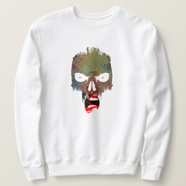 Scary Halloween Evil Pirat Skull Skräm Costume Lång Ärmad Tröja (Design framsida)