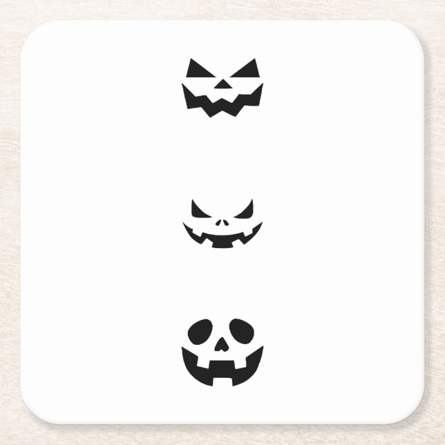 Scary Halloween Faces Underlägg Papper Kvadrat (Framsidan)
