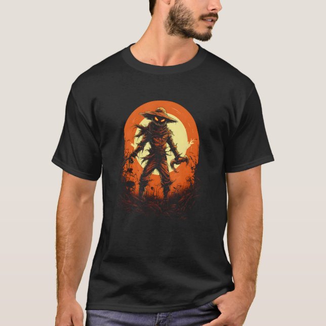 Scary Halloween Fågelskrämma by Haunted Horror Hal T Shirt (Framsida)
