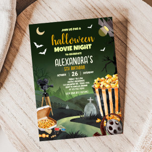 Scary Halloween fest Movie Night Födelsedagsfest Inbjudningar
