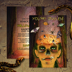 Scary Halloween fest Zombie Brain Kryp Creepy Inbjudningar