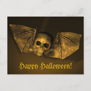 Scary Halloween Fladdermus Skull Vykort