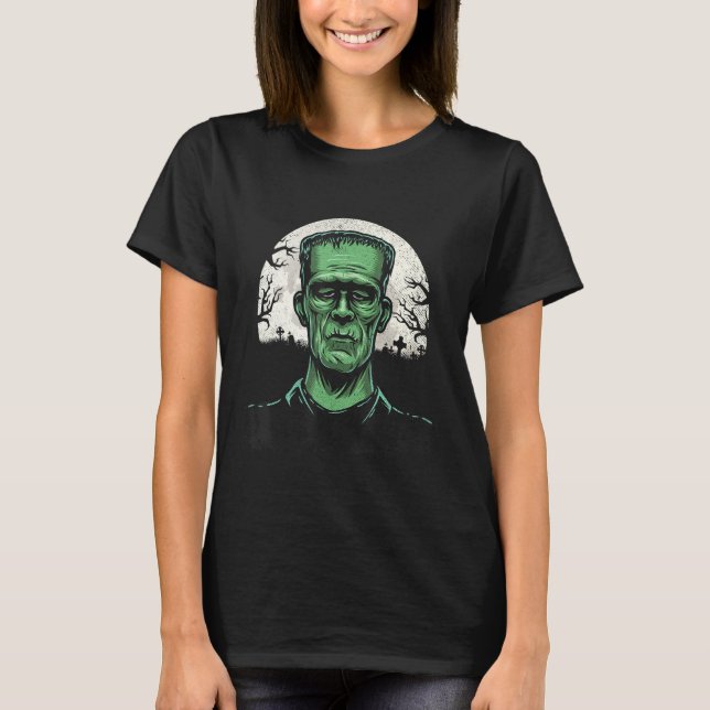 Scary Halloween Frankenstein Monster Ansikte Munst T Shirt (Framsida)