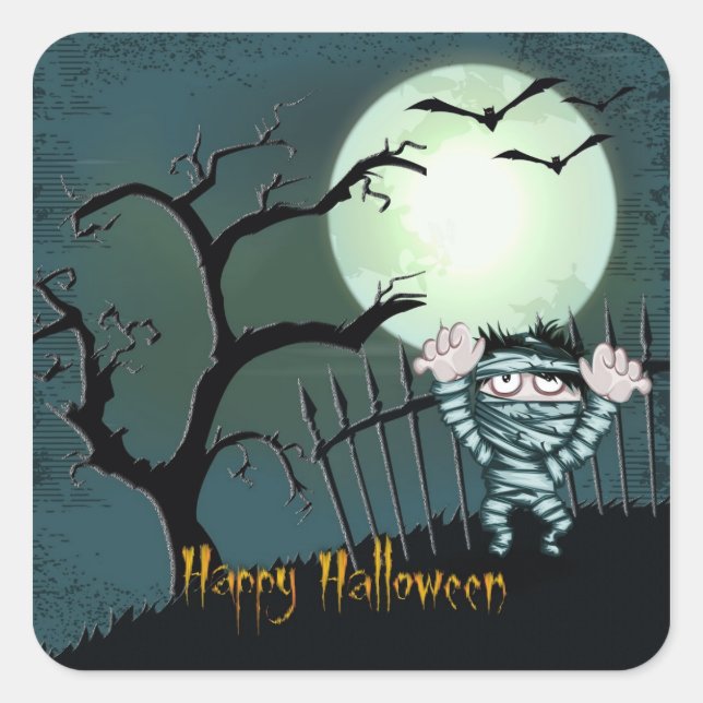 Scary Halloween Fyrkantigt Klistermärke (Framsida)